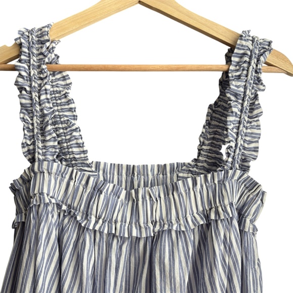 J. Crew voile ruffle-trim shift cotton dress Size XS Striped Midi Coastal Preppy - Picture 4 of 10